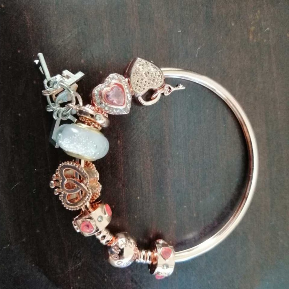 Pink Authentic Pandora Charm Bracelet